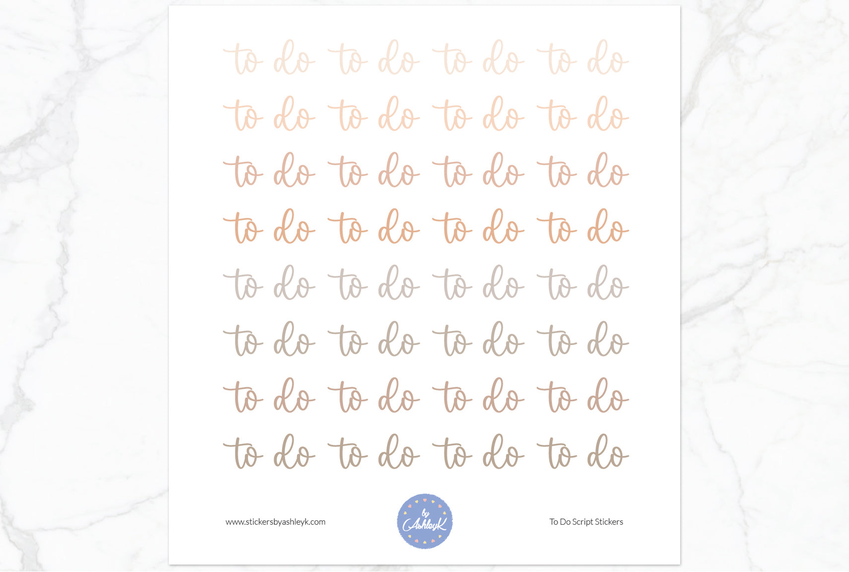 To Do Script Planner Stickers - Beige Neutral