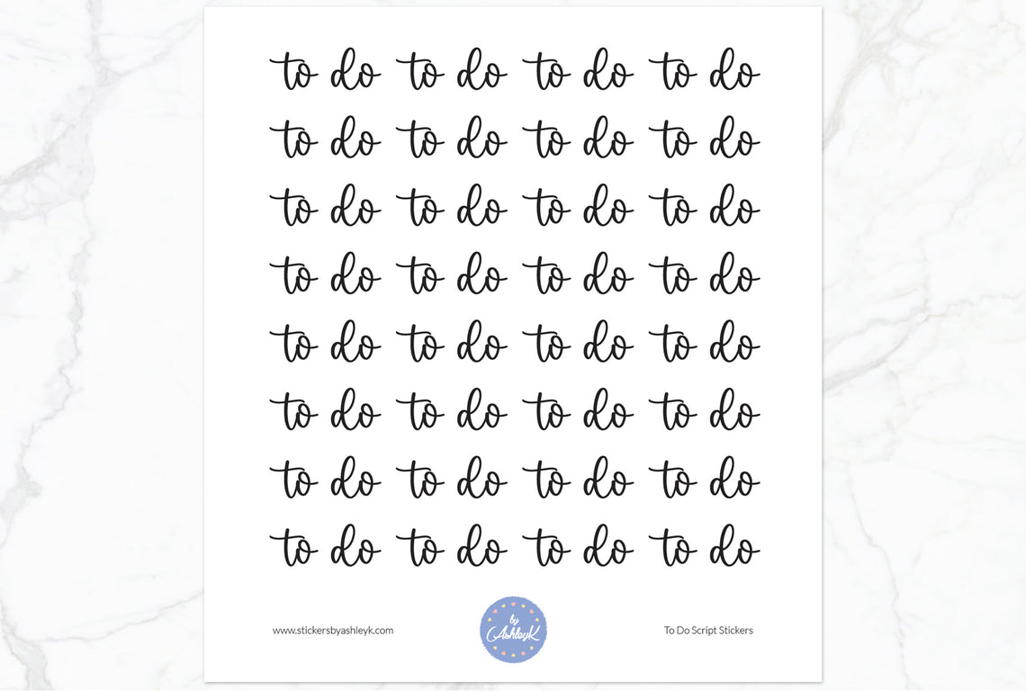 To Do Script Planner Stickers - Black