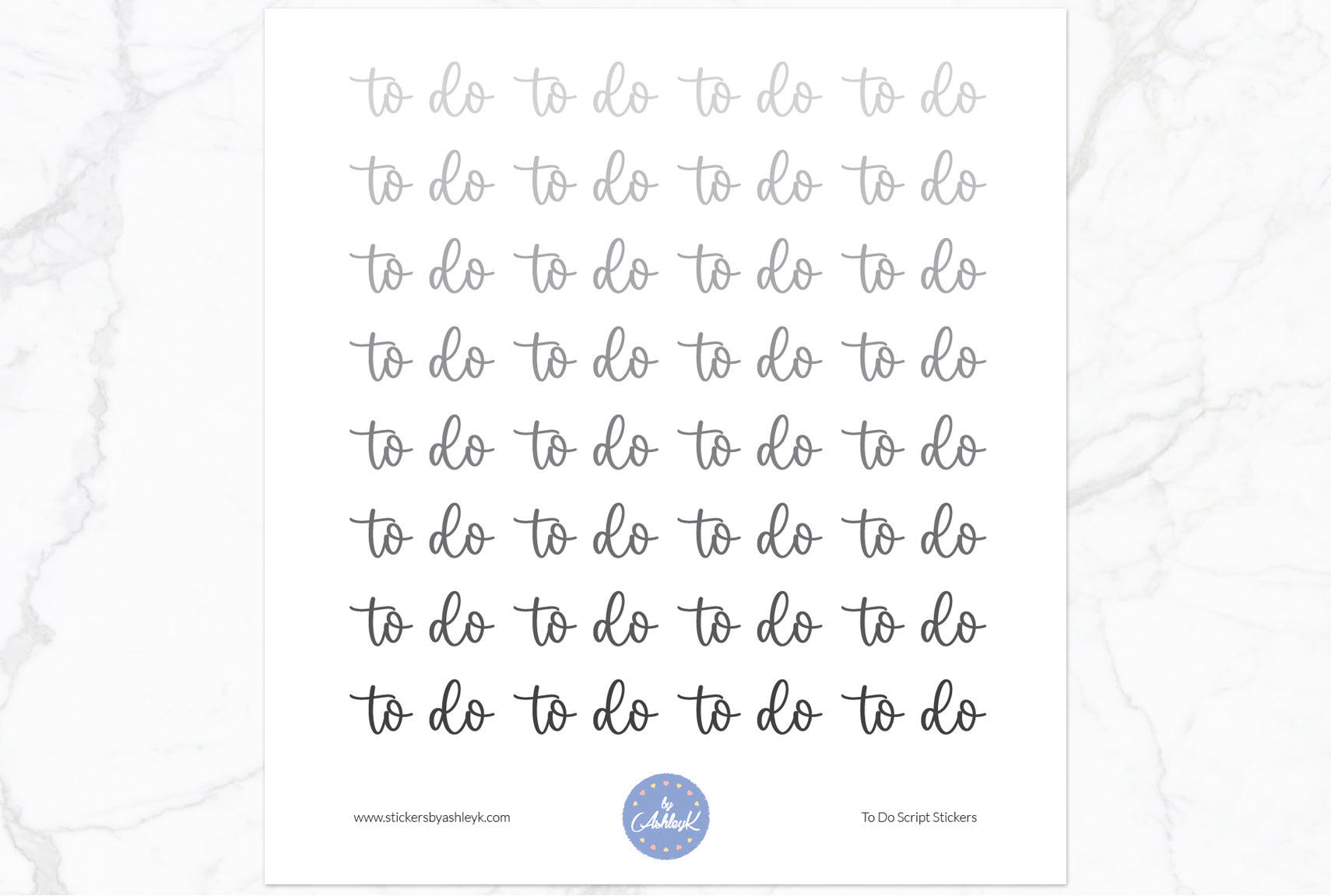 To Do Script Planner Stickers - Monochrome
