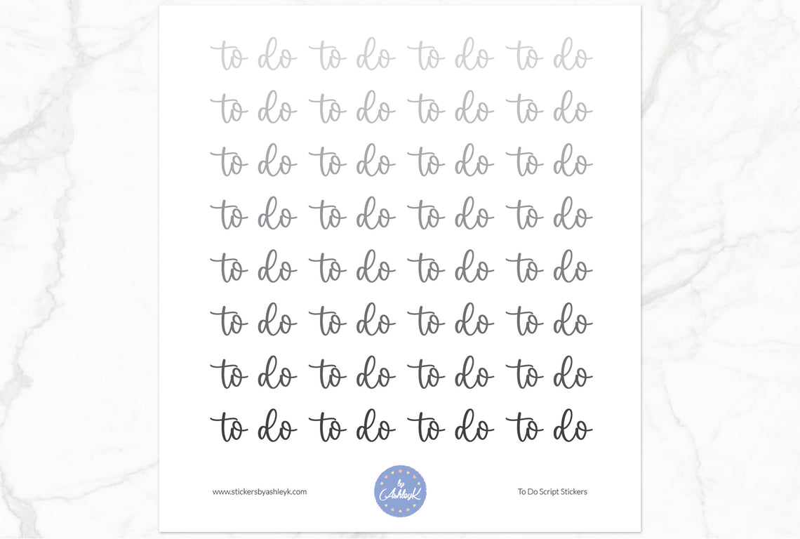 To Do Script Planner Stickers - Monochrome