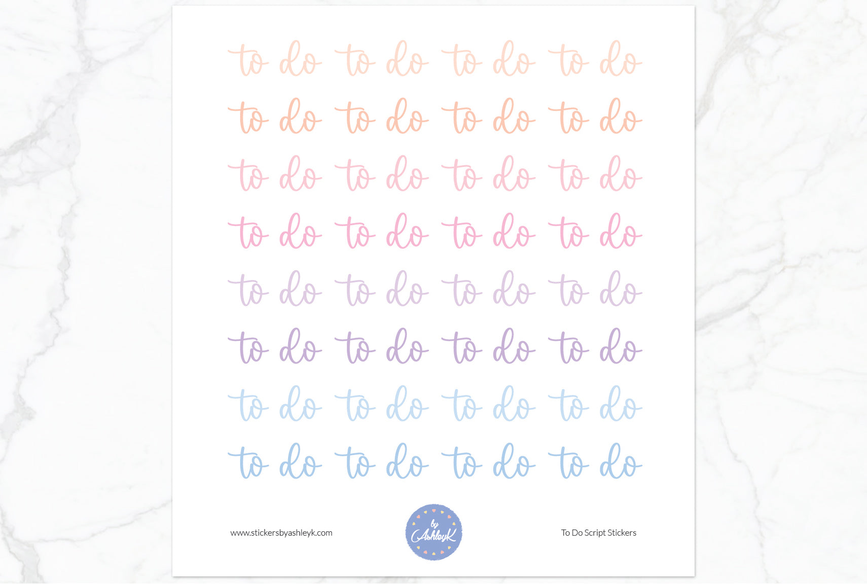 To Do Script Planner Stickers - Pastel Sunset