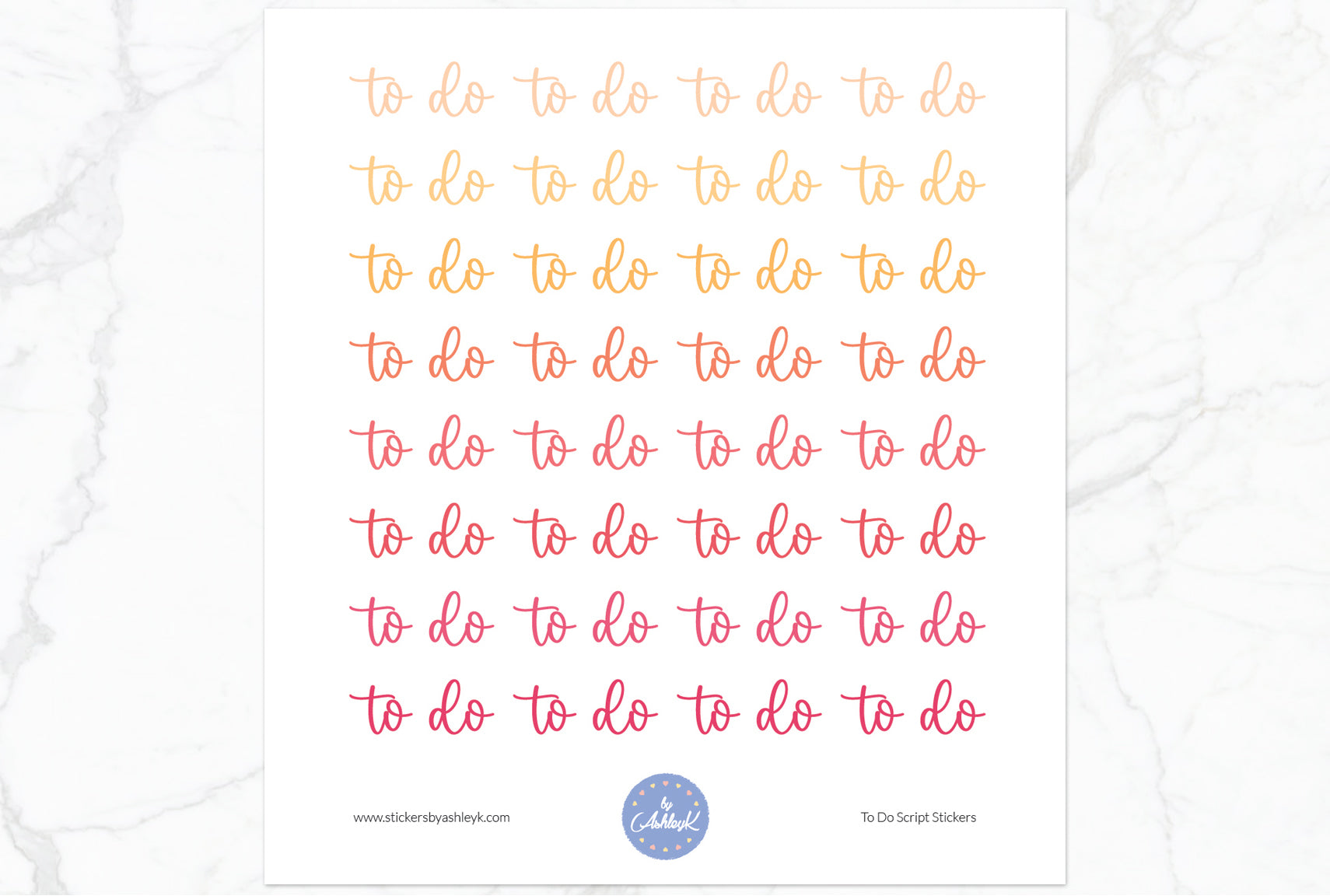 To Do Script Planner Stickers - Peach