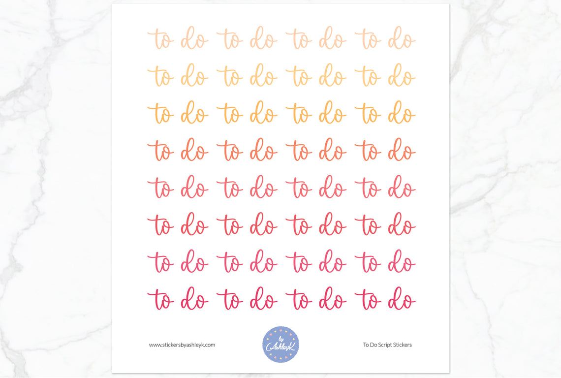 To Do Script Planner Stickers - Peach