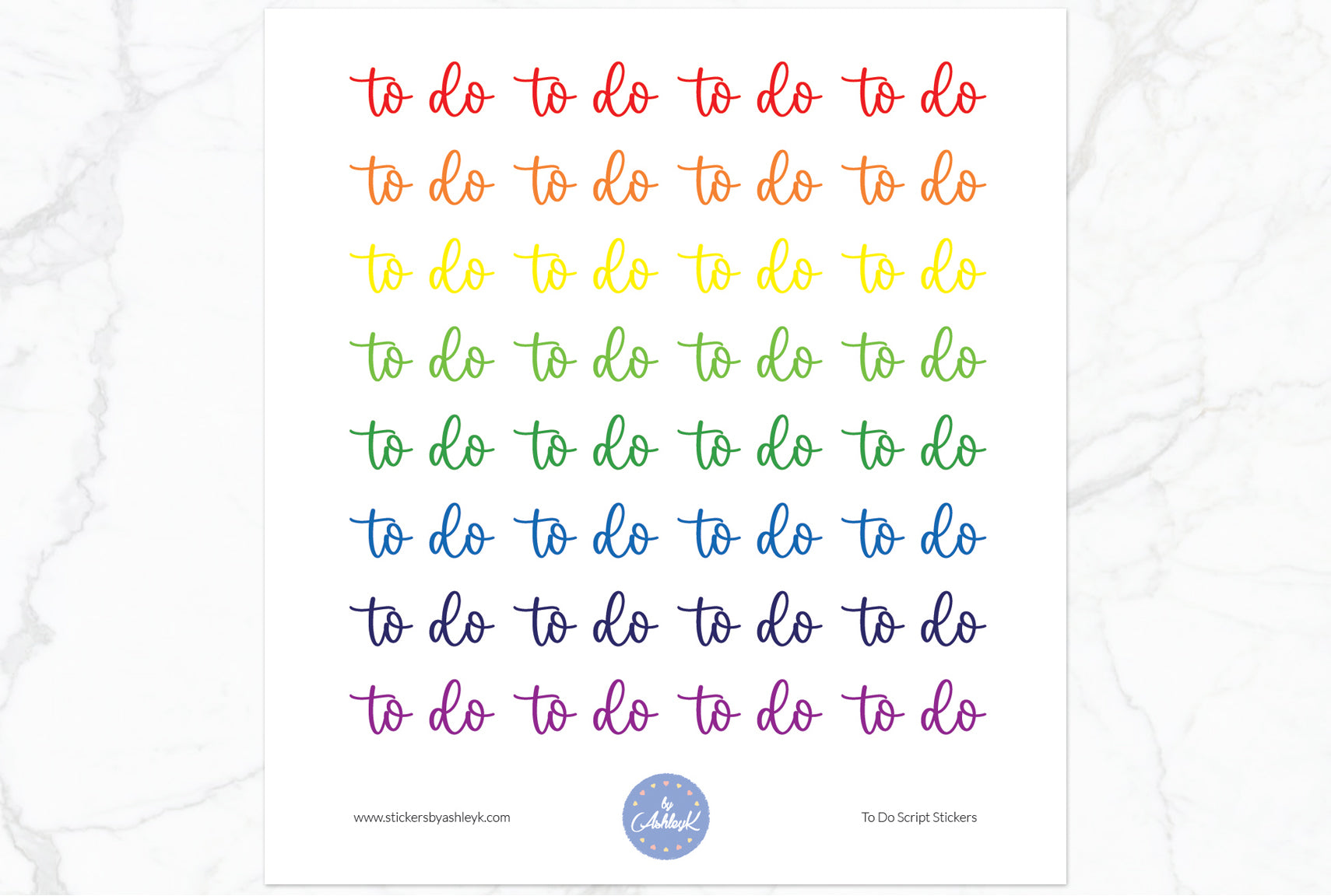 To Do Script Planner Stickers - Rainbow