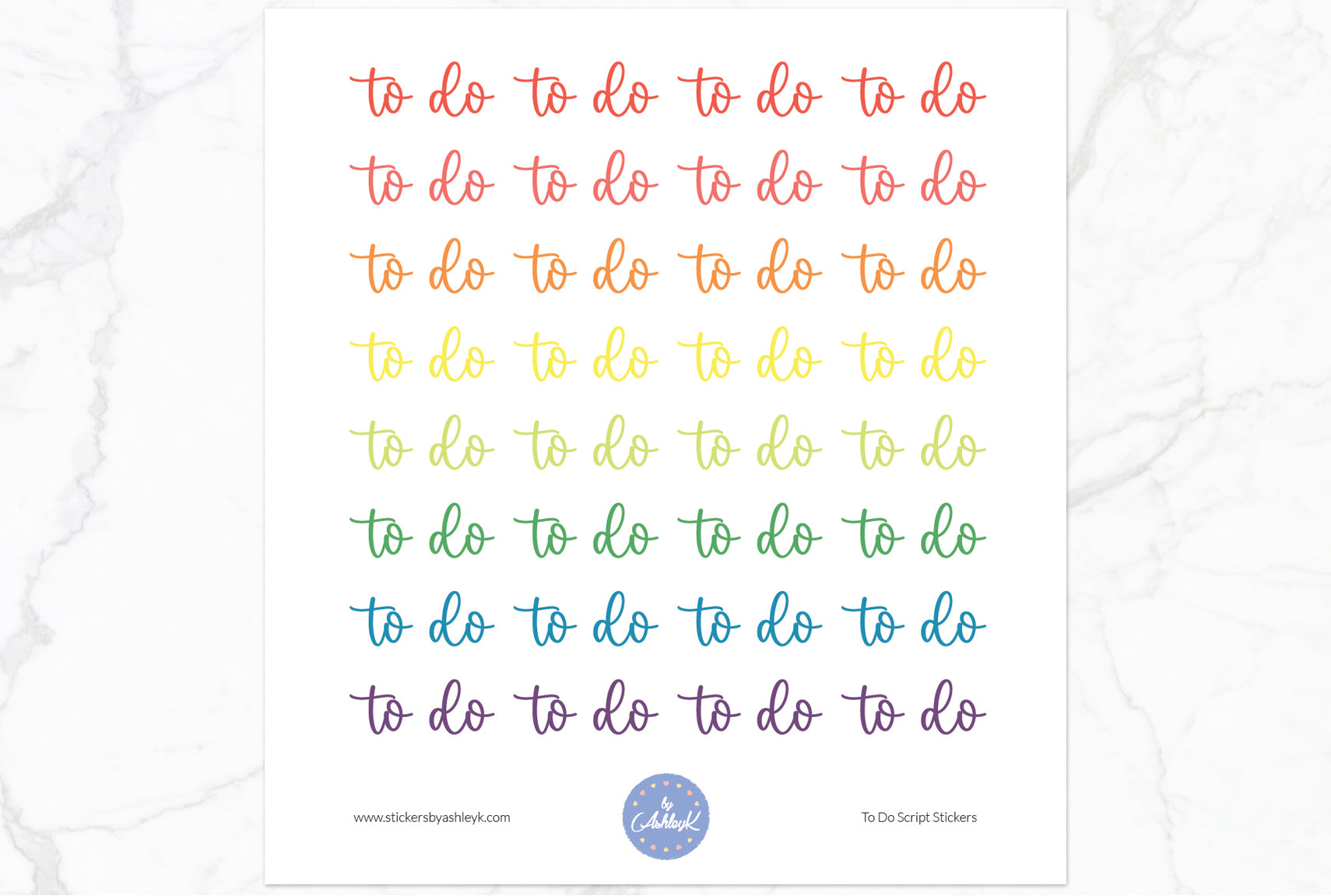 To Do Script Planner Stickers - Pastel Rainbow