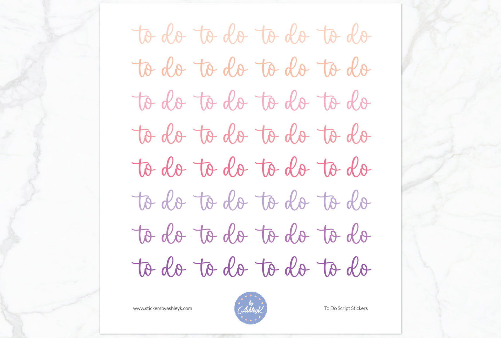 To Do Script Planner Stickers - Raspberry
