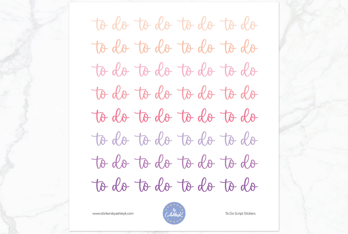 To Do Script Planner Stickers - Raspberry