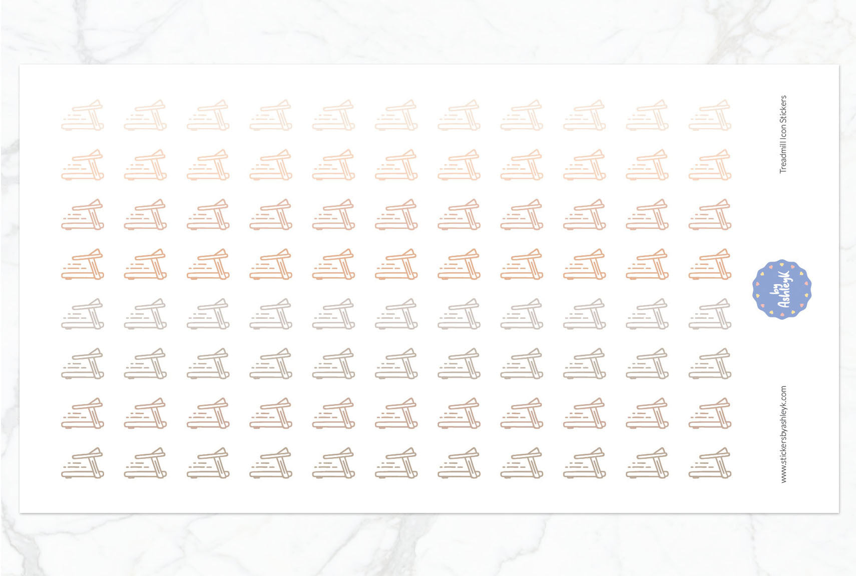 Treadmill Icon Planner Stickers - Beige Neutral