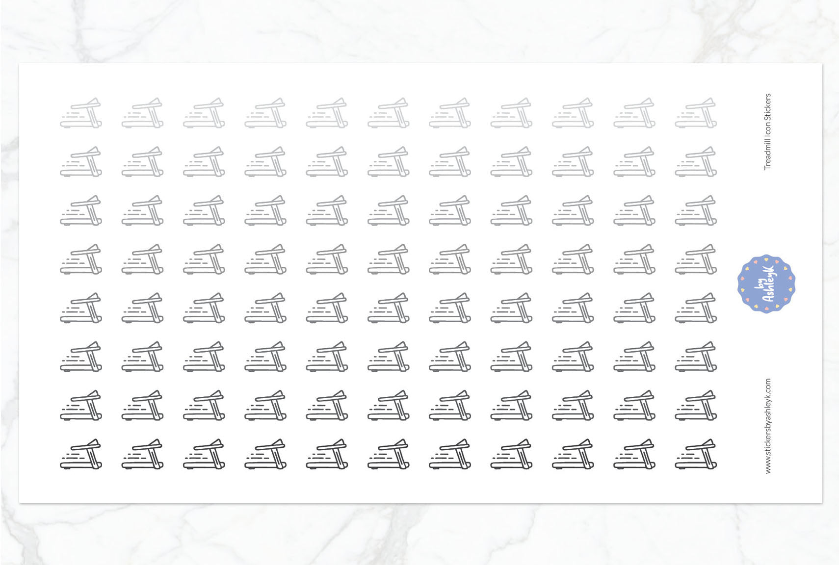 Treadmill Icon Planner Stickers - Monochrome