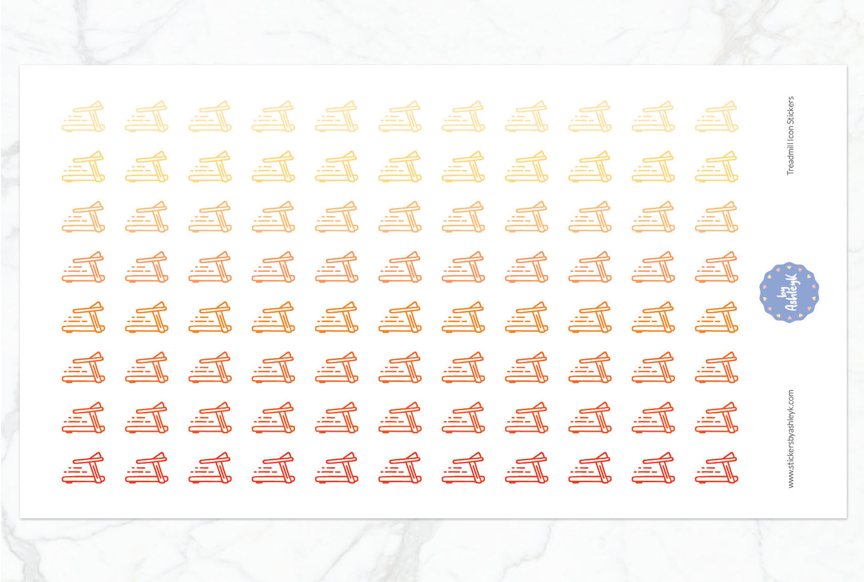 Treadmill Icon Planner Stickers - Orange