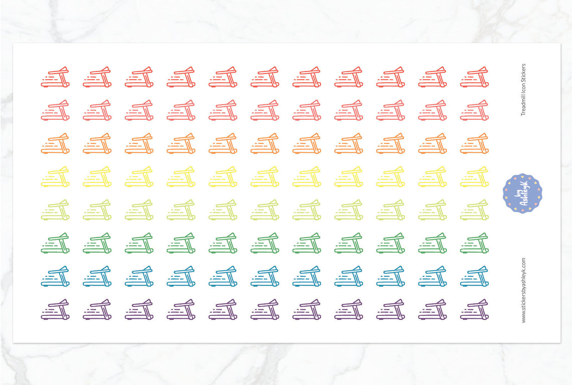 Treadmill Icon Planner Stickers - Pastel Rainbow
