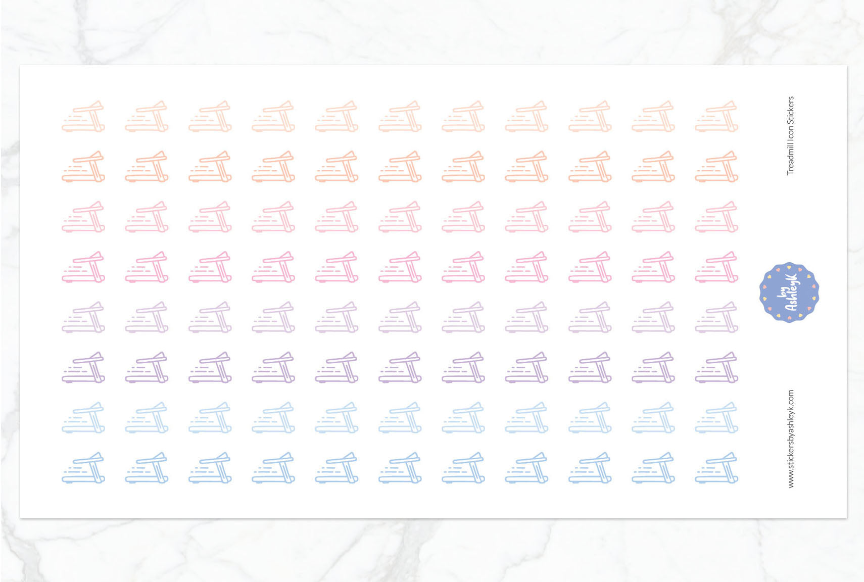 Treadmill Icon Planner Stickers - Pastel Sunset