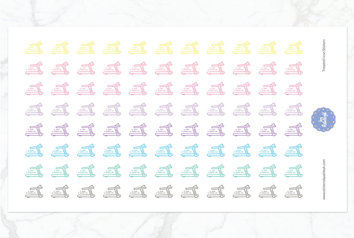 Treadmill Icon Planner Stickers - Pastel
