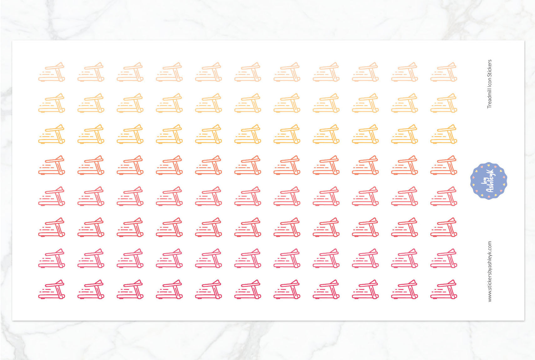 Treadmill Icon Planner Stickers - Peach