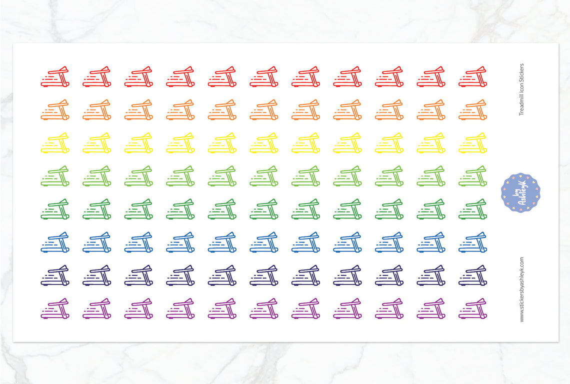 Treadmill Icon Planner Stickers - Rainbow