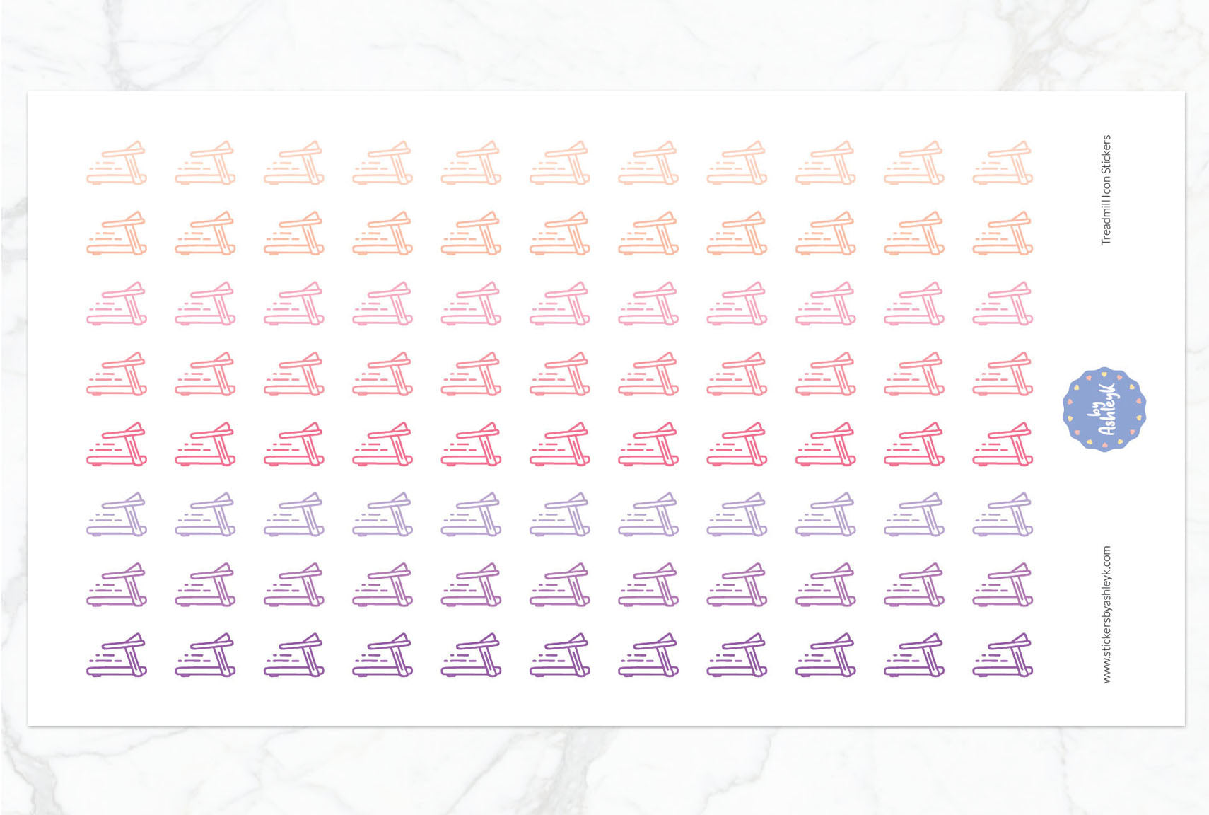 Treadmill Icon Planner Stickers - Raspberry