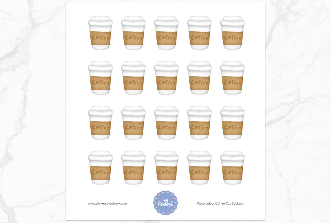 Watercolour Coffee Cup Planner Stickers