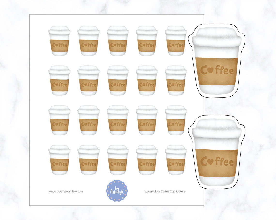 Watercolour Coffee Cup Planner Stickers