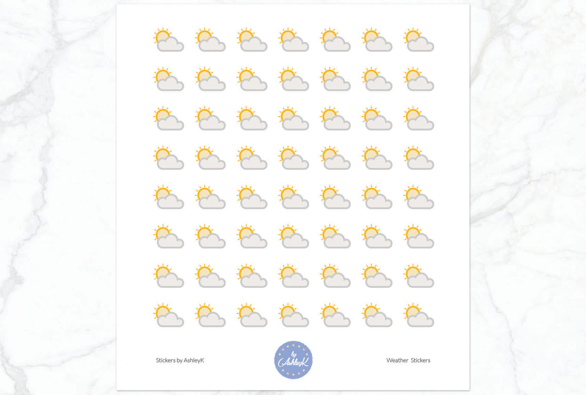 Partly Sunny (Grey) Weather Stickers