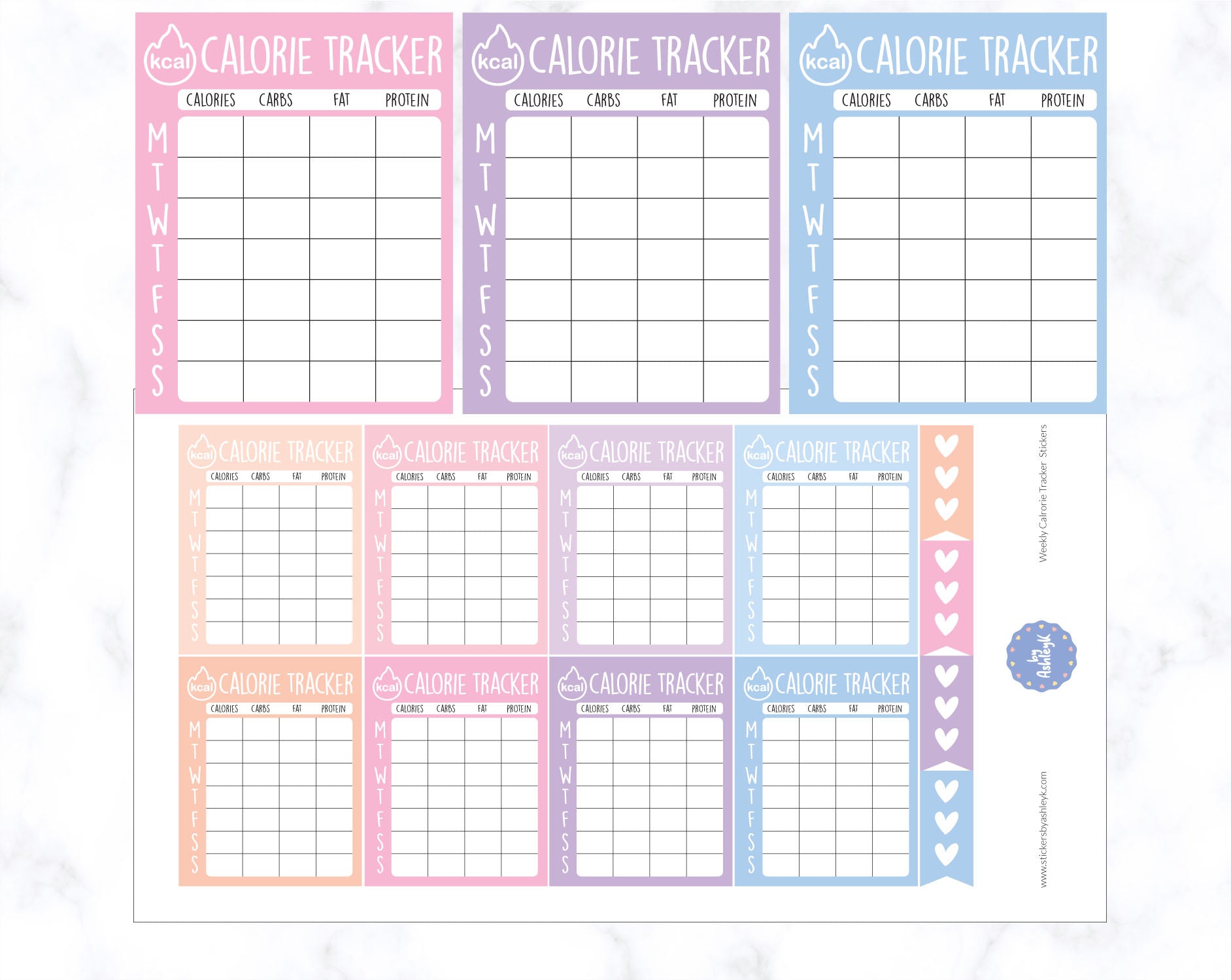 Weekly Calorie Tracker Planner Stickers