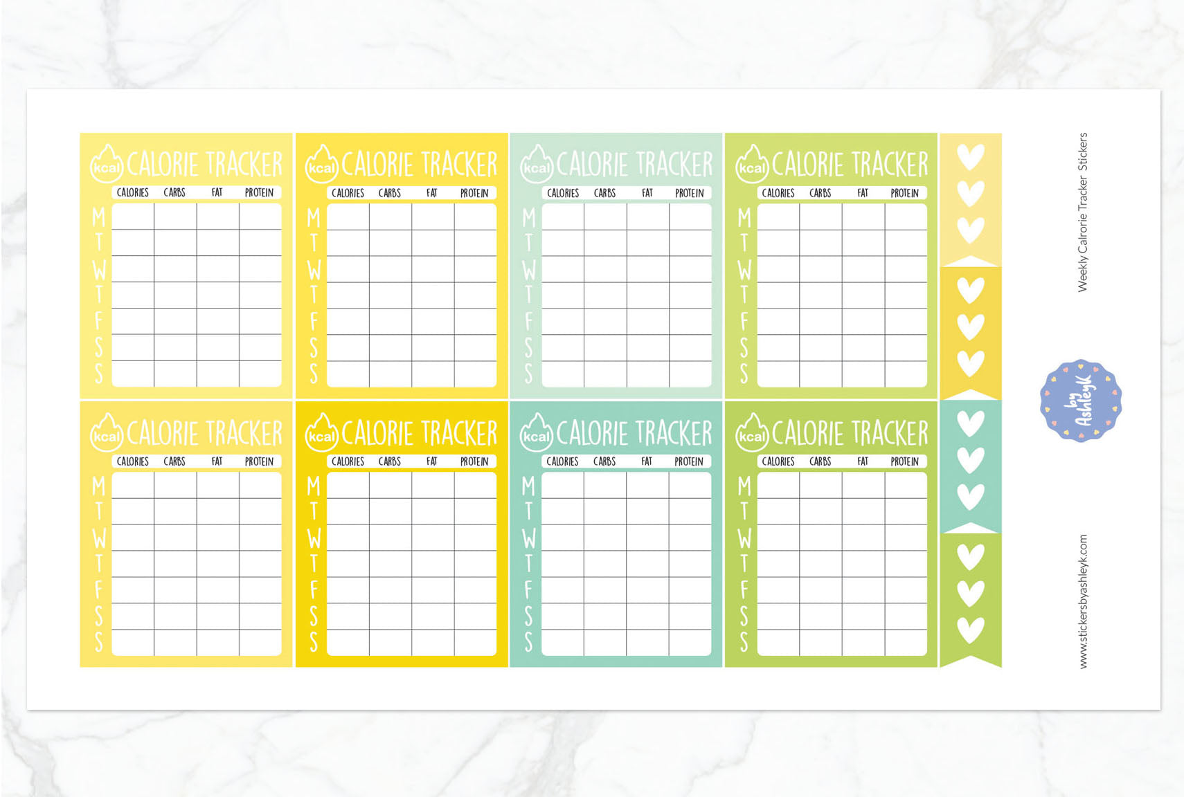 Weekly Calorie Tracker Planner Stickers - Lemon&Lime