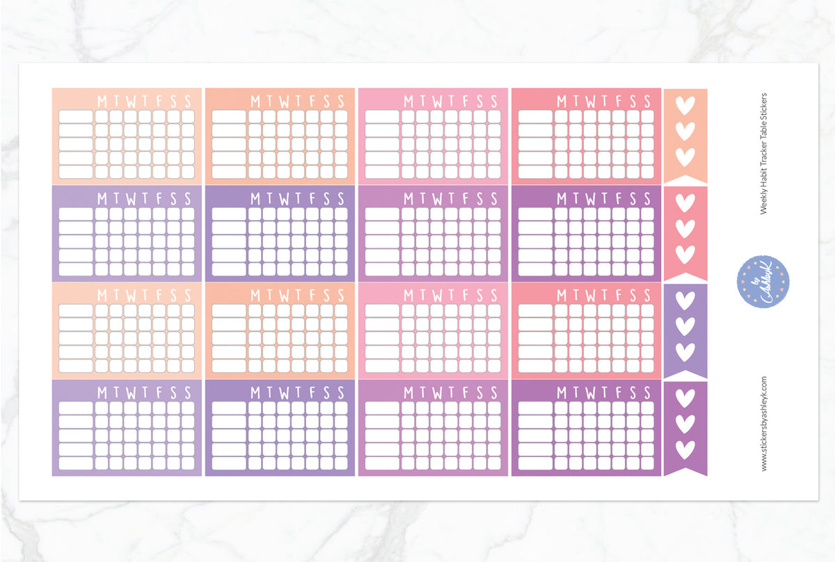Weekly Habit Tracker Table Planner Stickers – Stickers by AshleyK