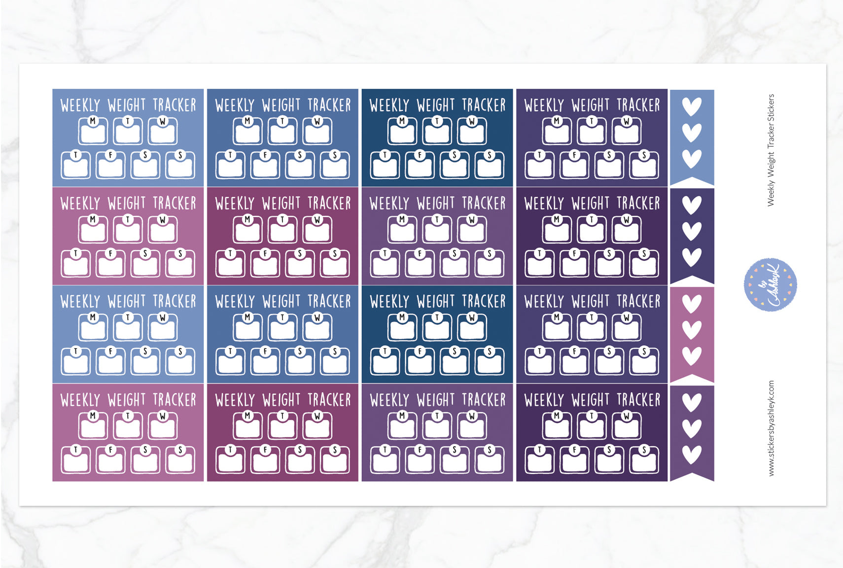 Weekly Weight Tracker Stickers - Blueberry