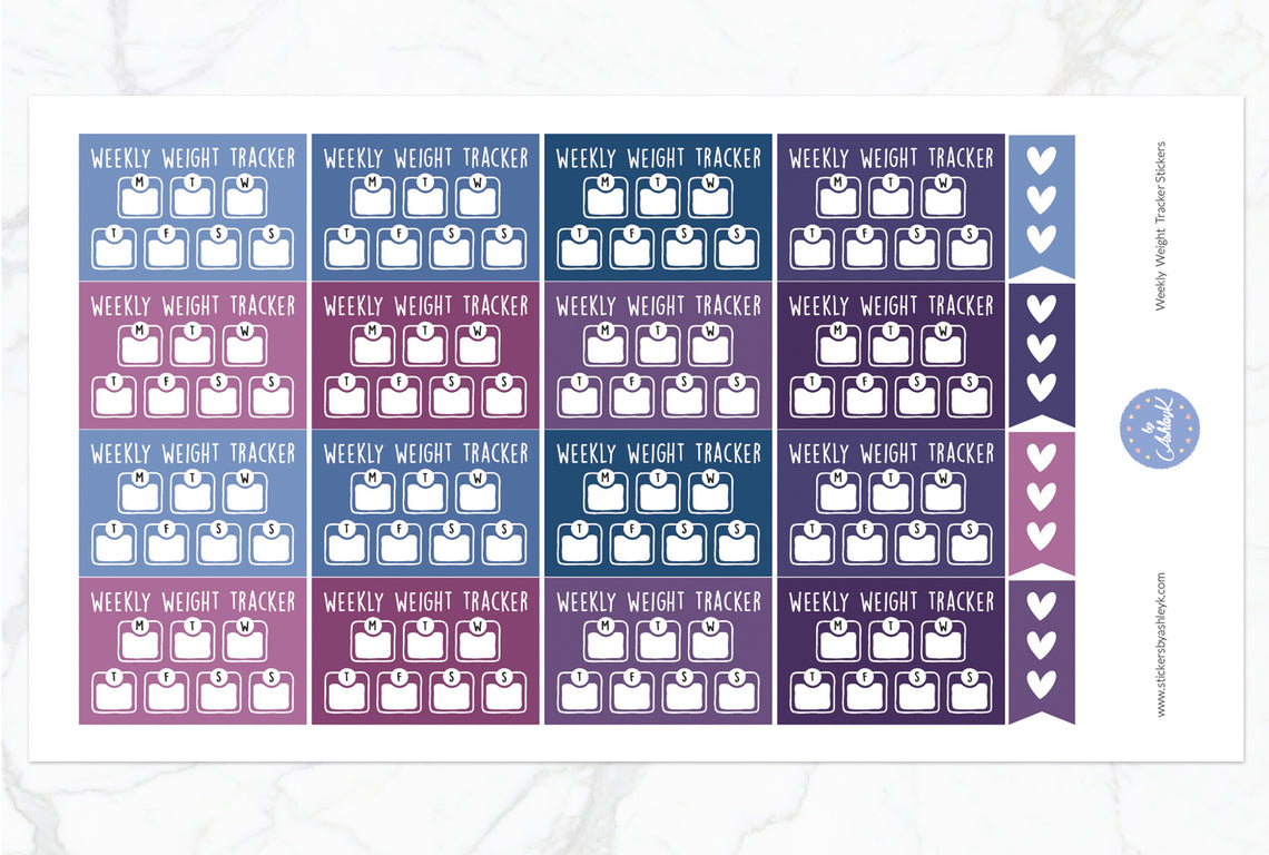 Weekly Weight Tracker Stickers - Blueberry
