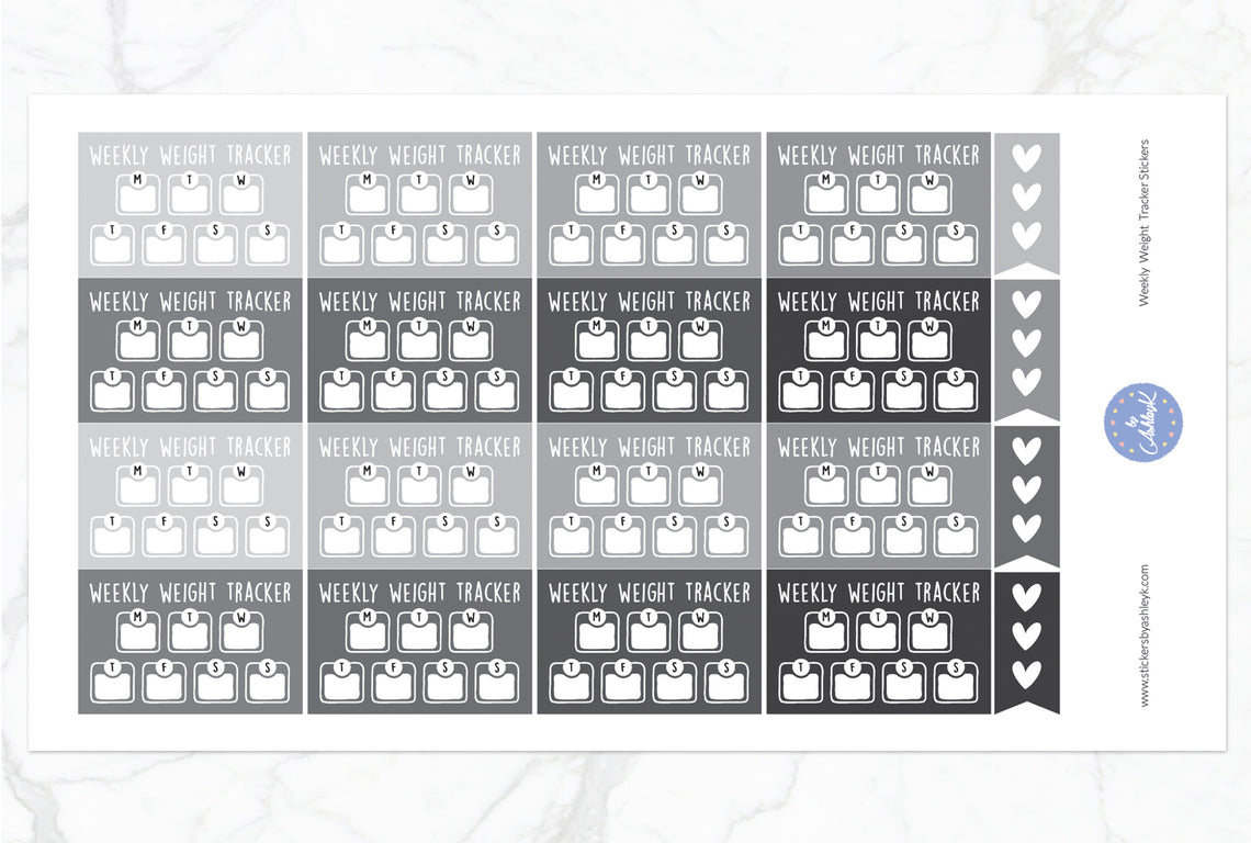 Weekly Weight Tracker Stickers - Monochrome