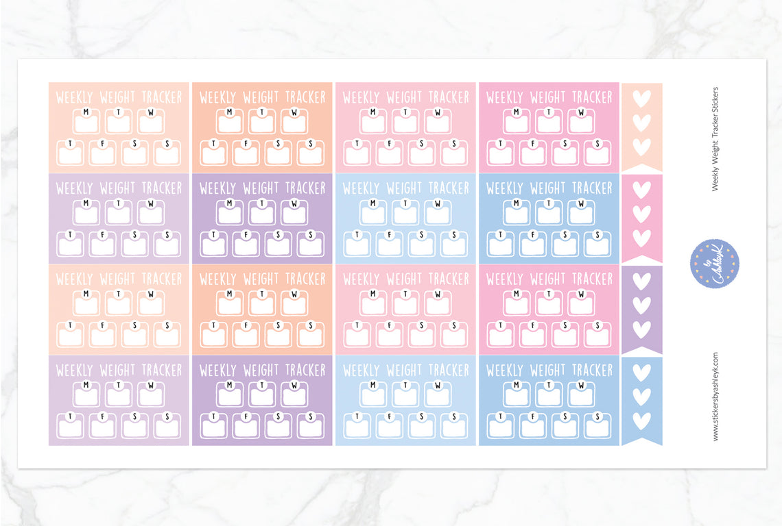 Weekly Weight Tracker Stickers - Pastel Sunset