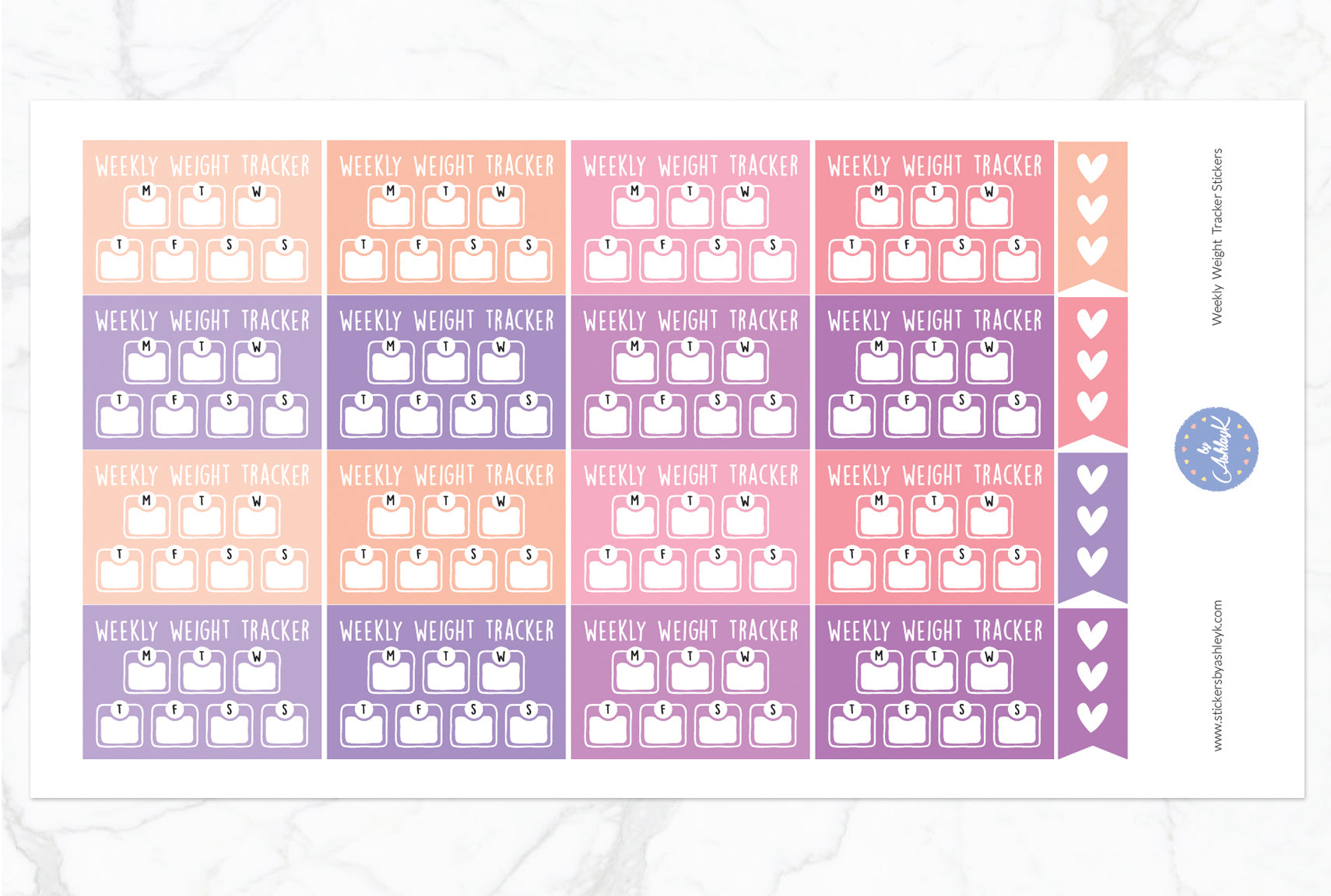 Weekly Weight Tracker Stickers - Raspberry