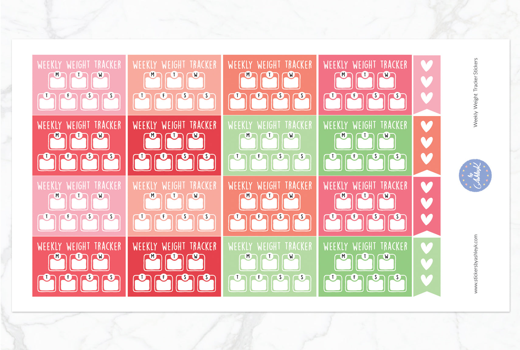 Weekly Weight Tracker Stickers - Strawberry