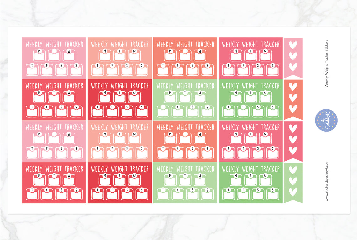Weekly Weight Tracker Stickers - Strawberry