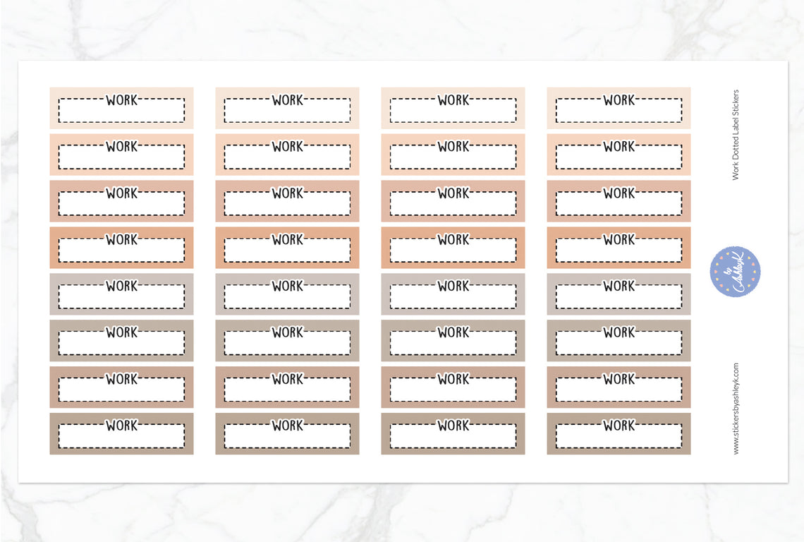 Work Dotted Label Stickers - Beige Neutral