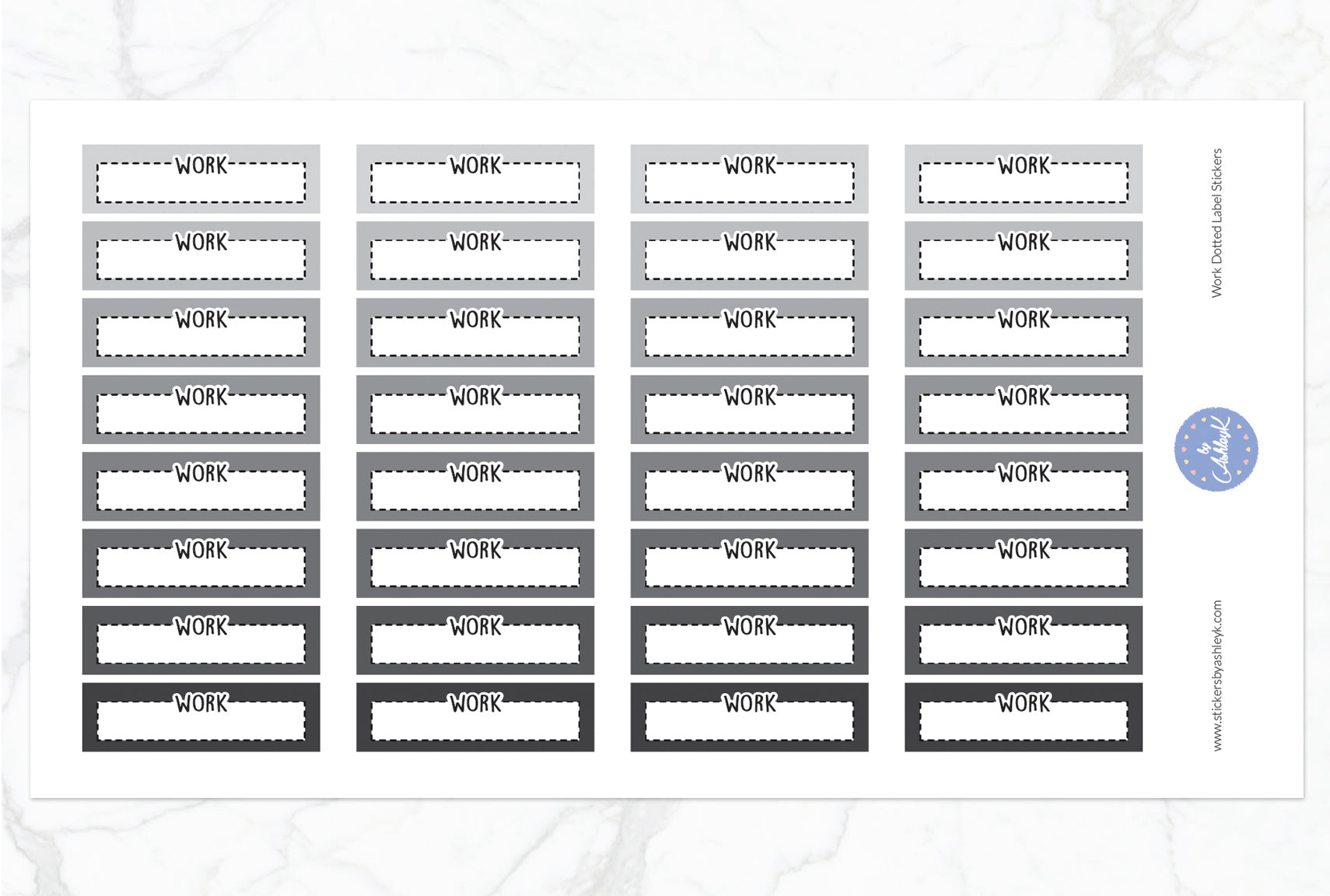 Work Dotted Label Stickers - Monochrome