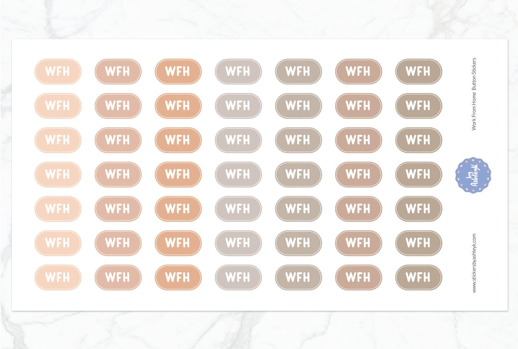 Work From Home Button Planner Stickers - Beige Neutral