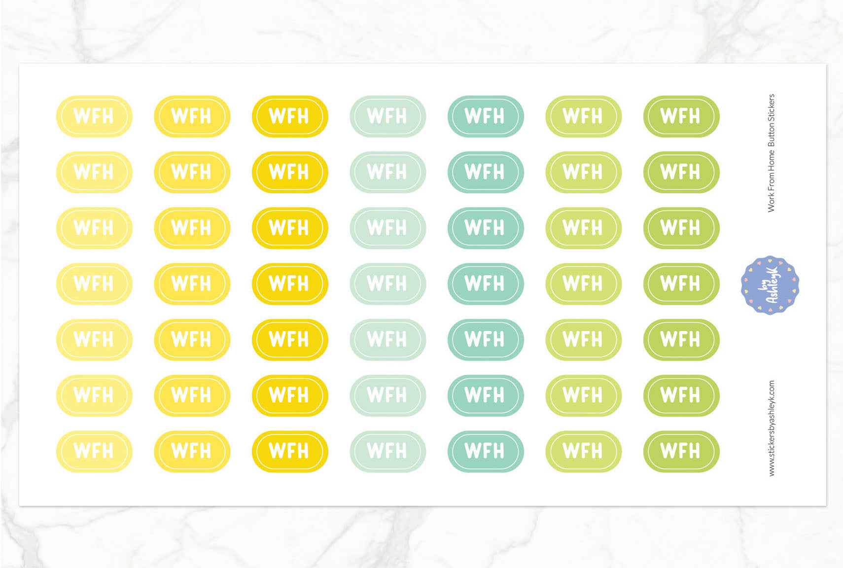 Work From Home Button Planner Stickers - Lemon&Lime