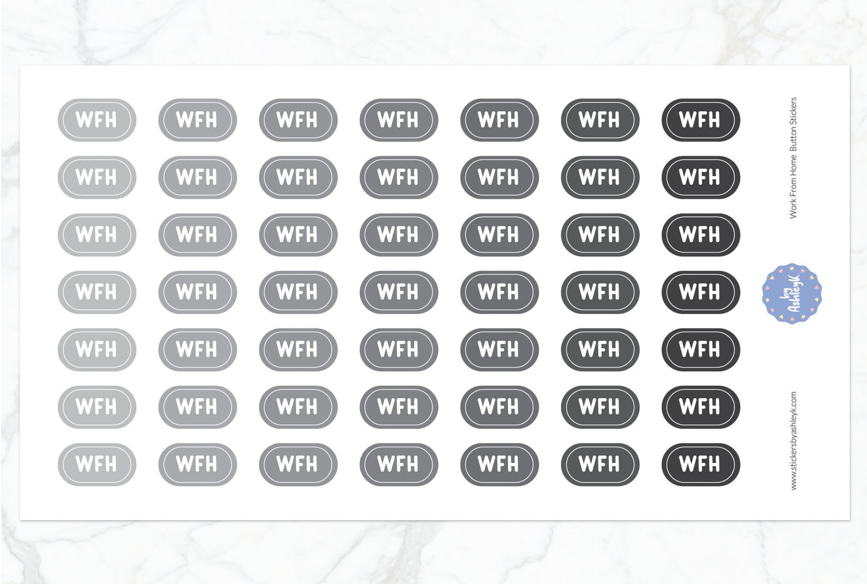 Work From Home Button Planner Stickers - Monochrome