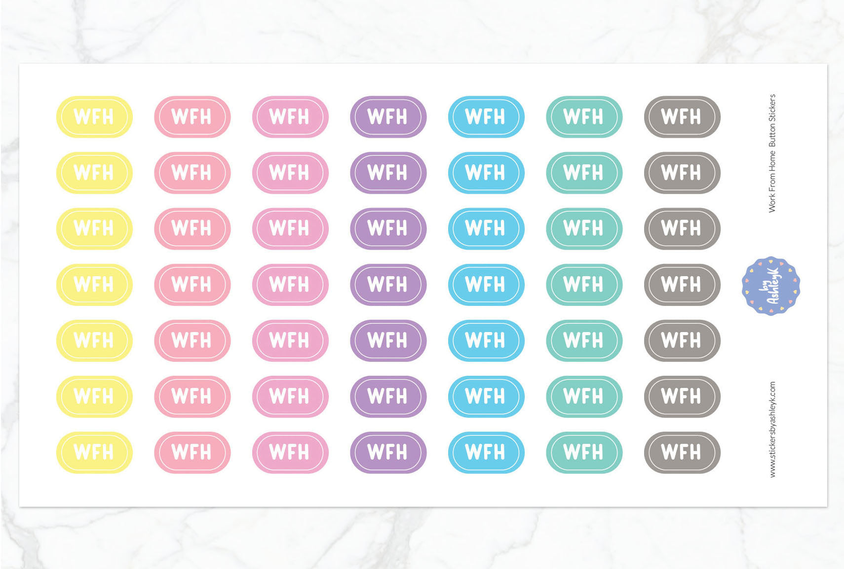 Work From Home Button Planner Stickers - Pastel