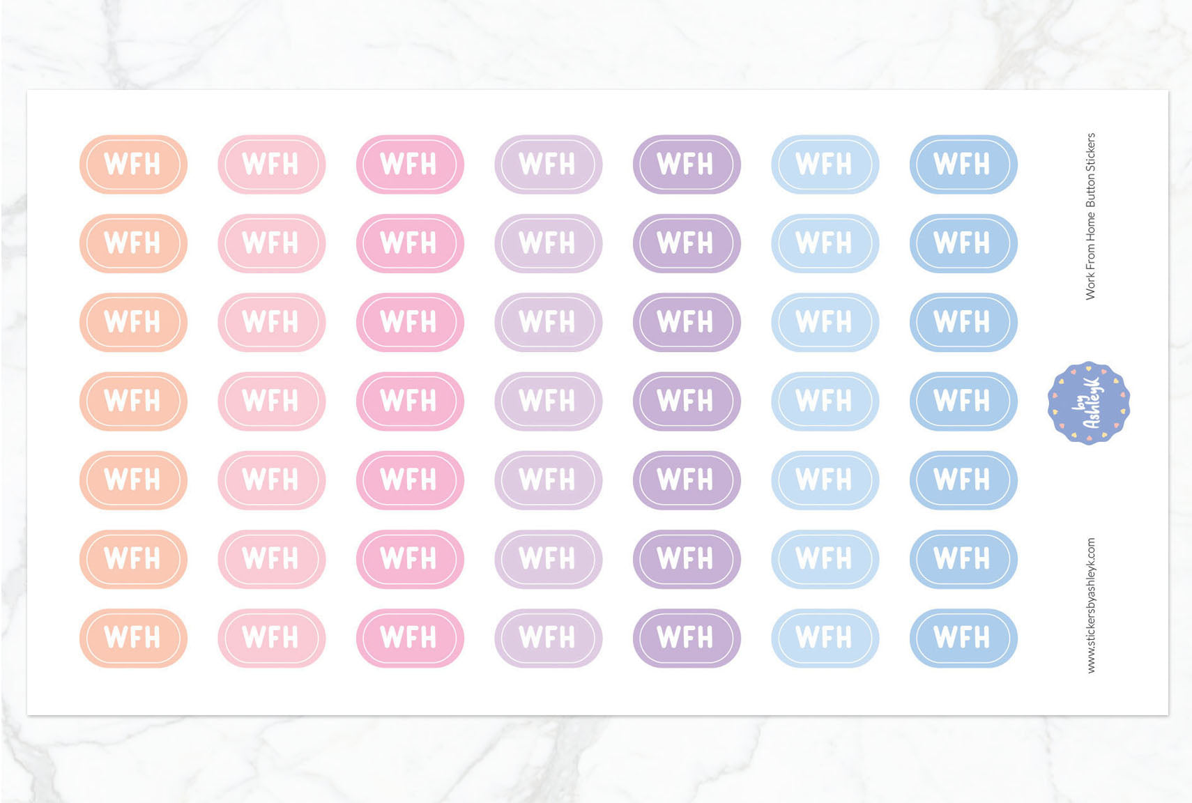 Work From Home Button Planner Stickers - Pastel Sunset
