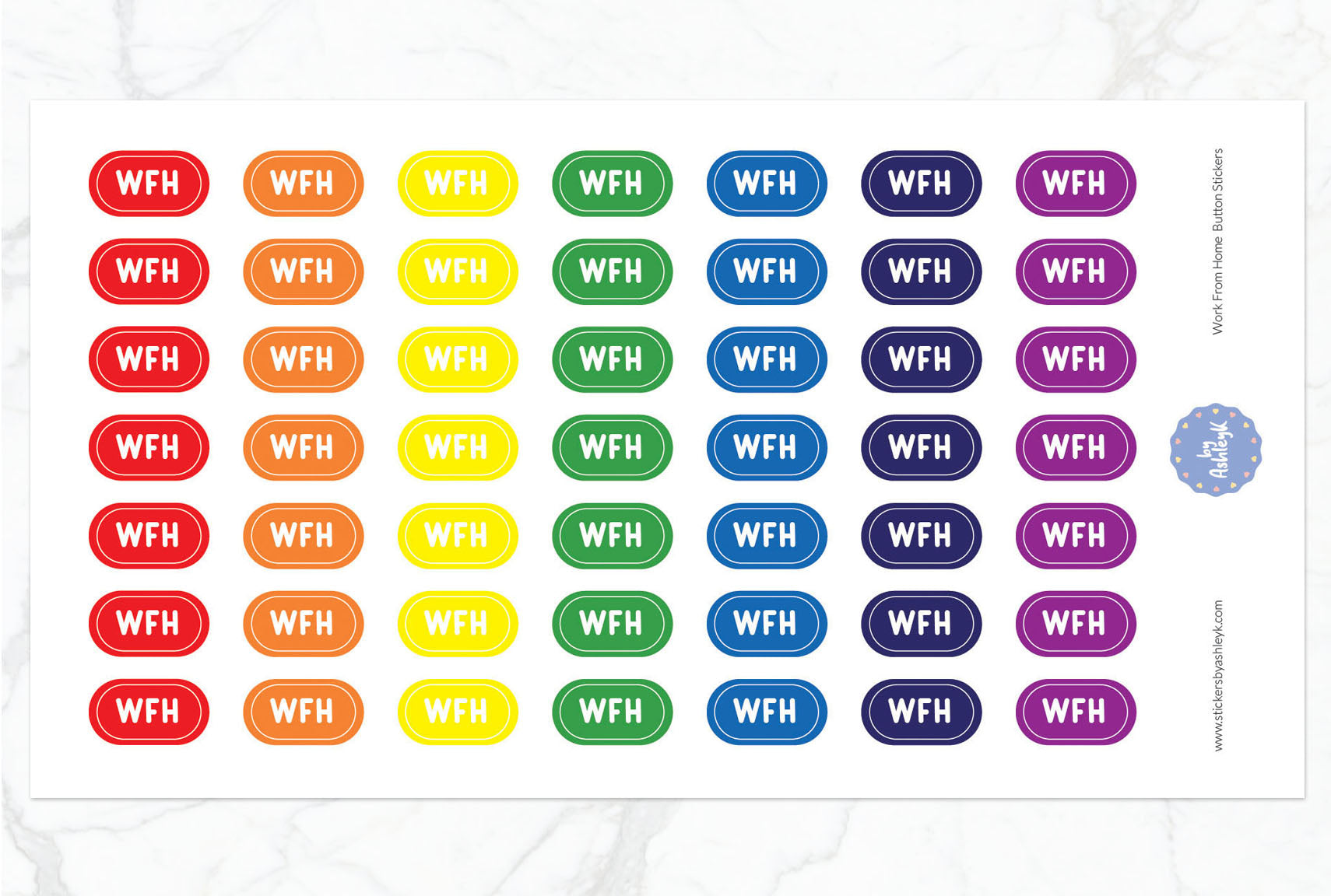 Work From Home Button Planner Stickers - Rainbow