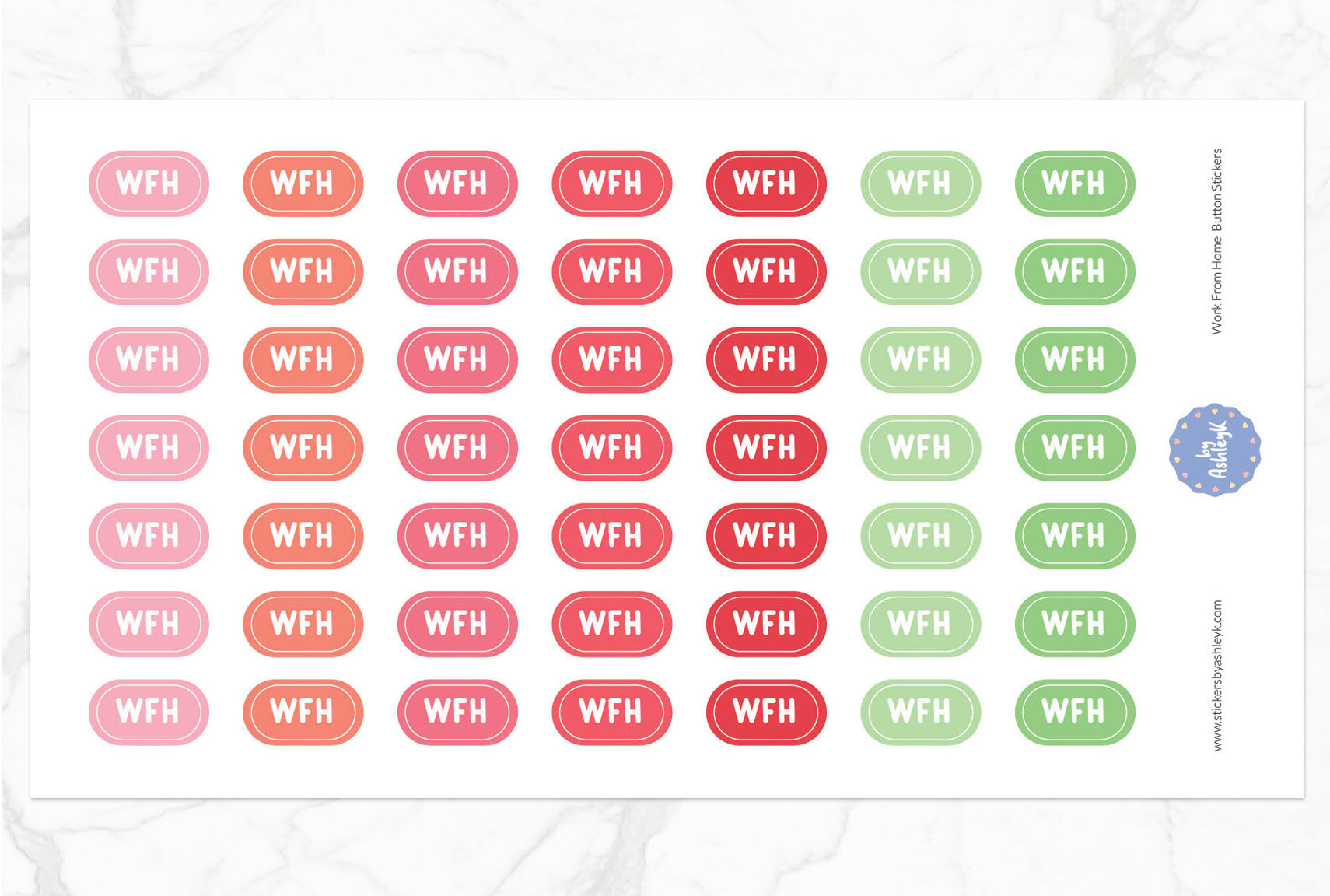 Work From Home Button Planner Stickers - Strawberry