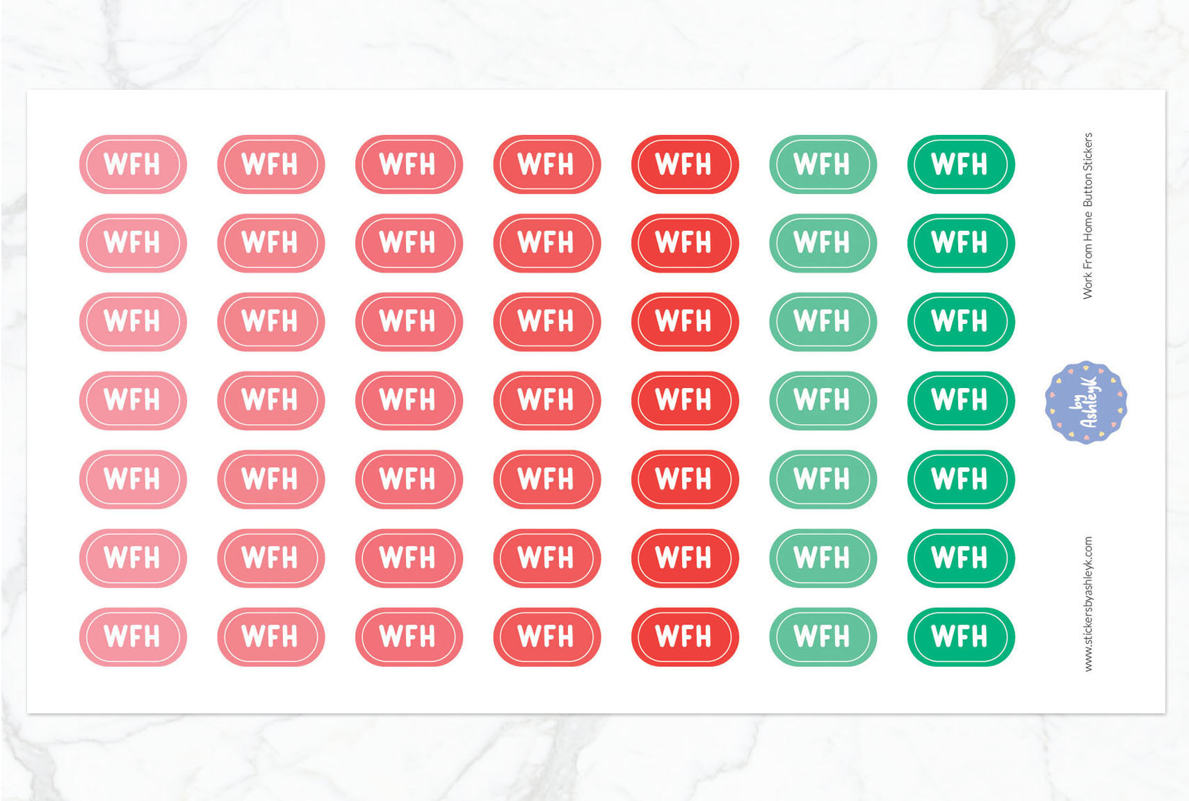 Work From Home Button Planner Stickers - Watermelon
