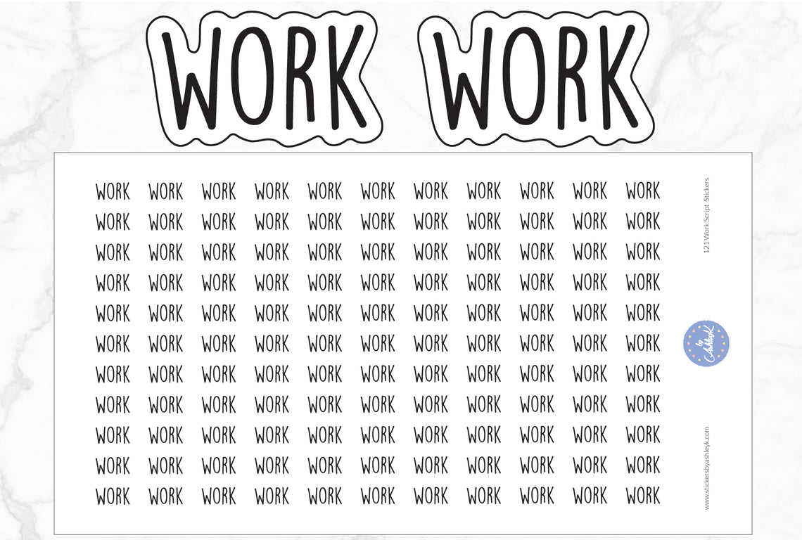 121 Work Lettering Planner Stickers