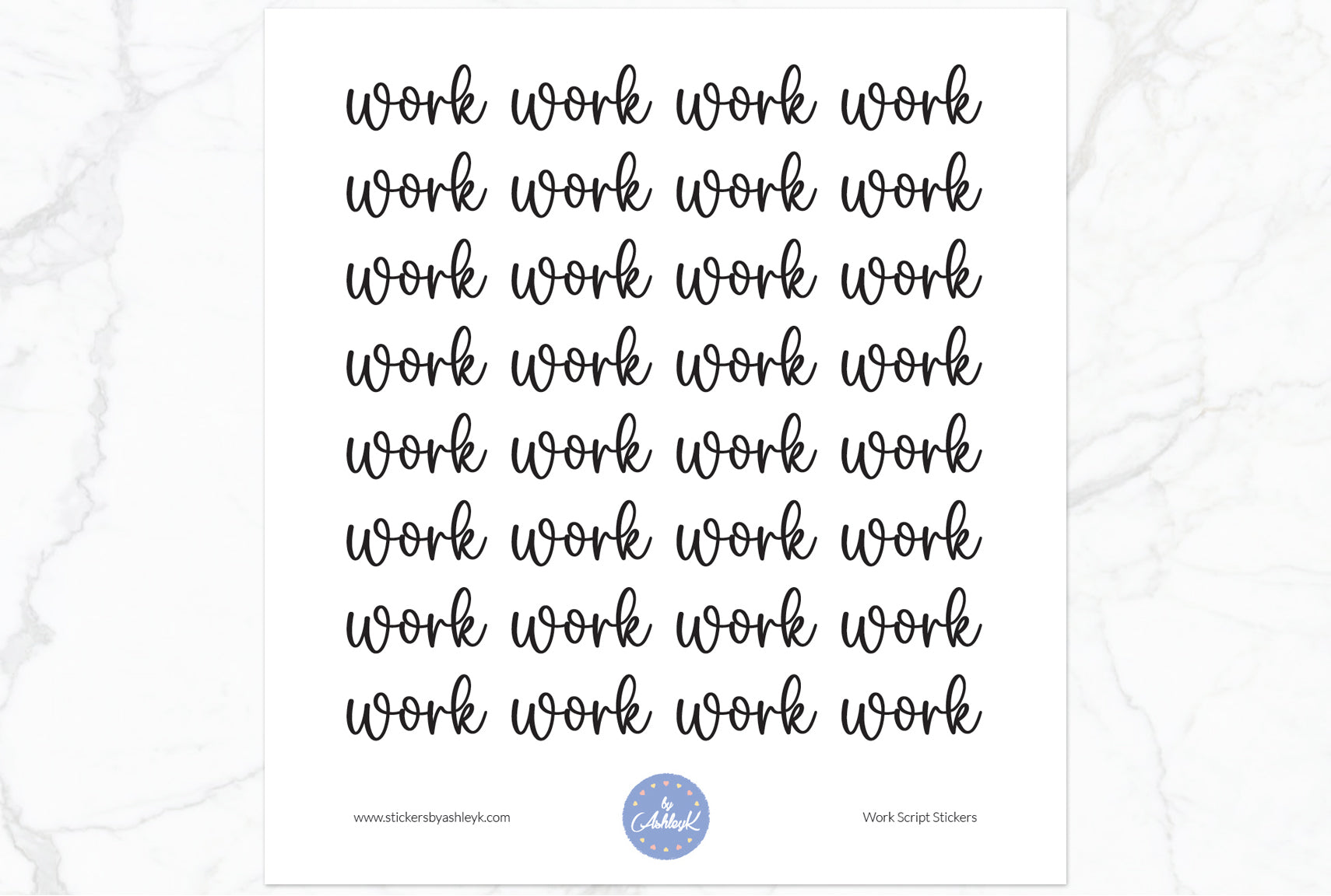 Work Script Planner Stickers - Black