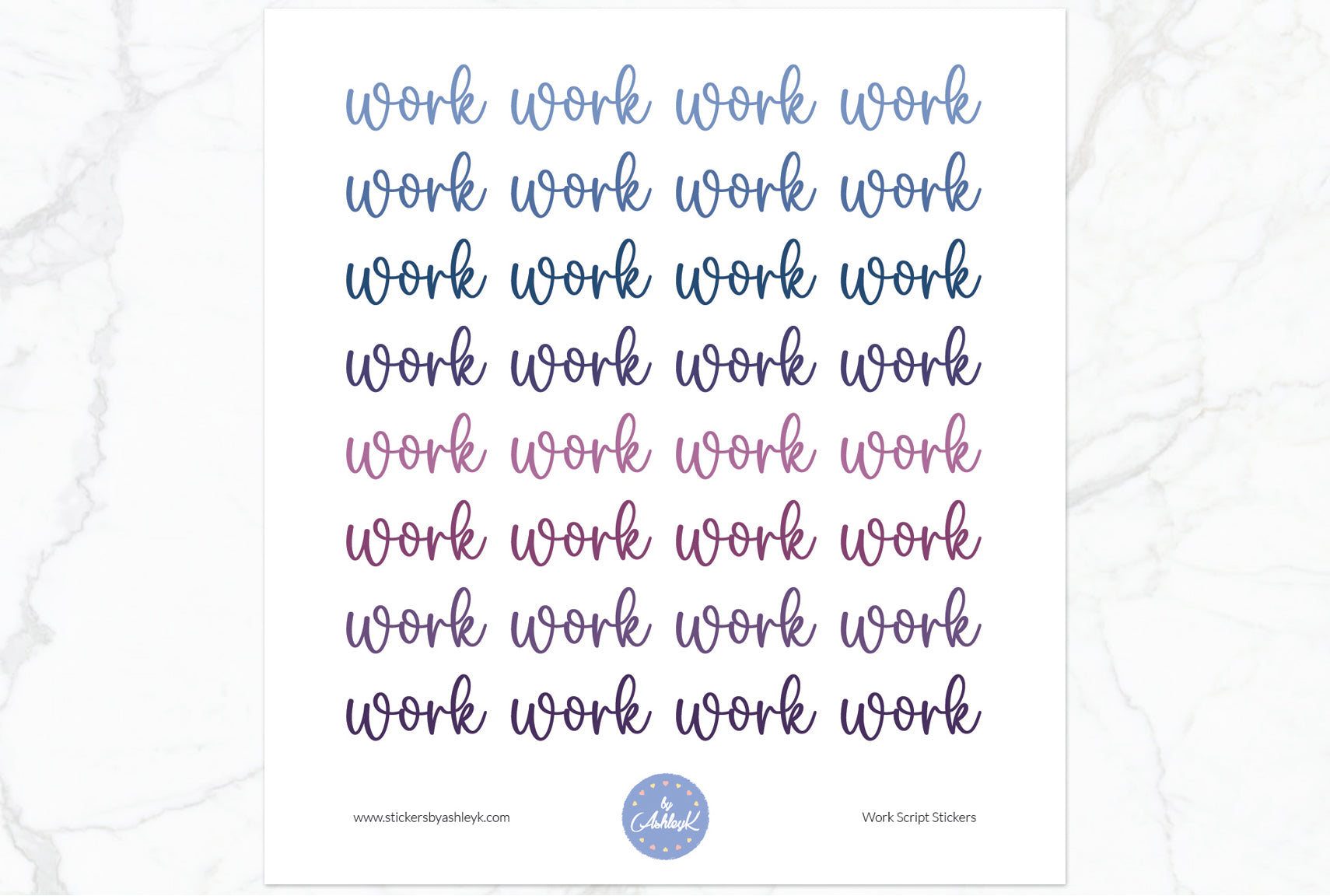 Work Script Planner Stickers - Blueberry