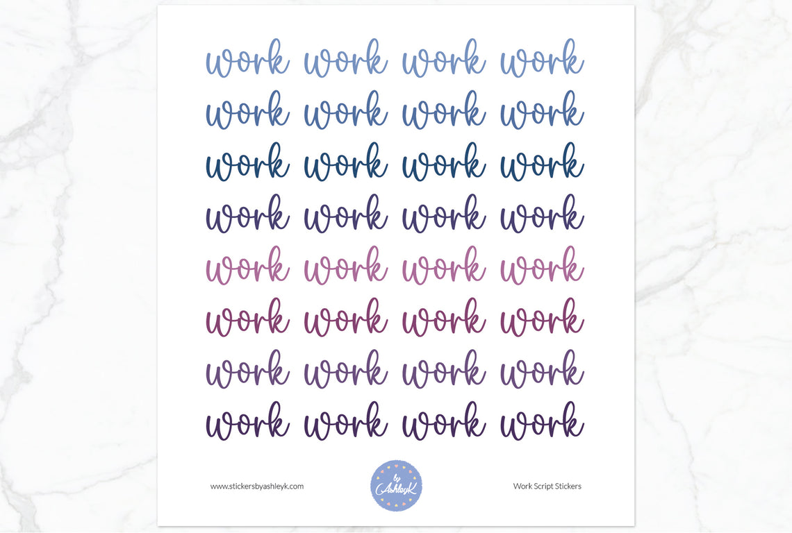 Work Script Planner Stickers - Blueberry
