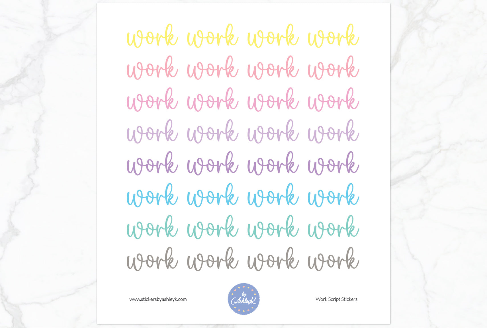 Work Script Planner Stickers - Pastel