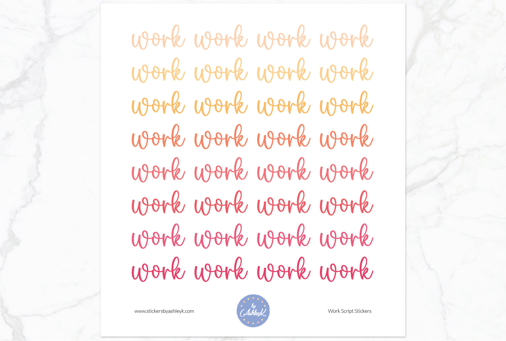 Work Script Planner Stickers - Peach