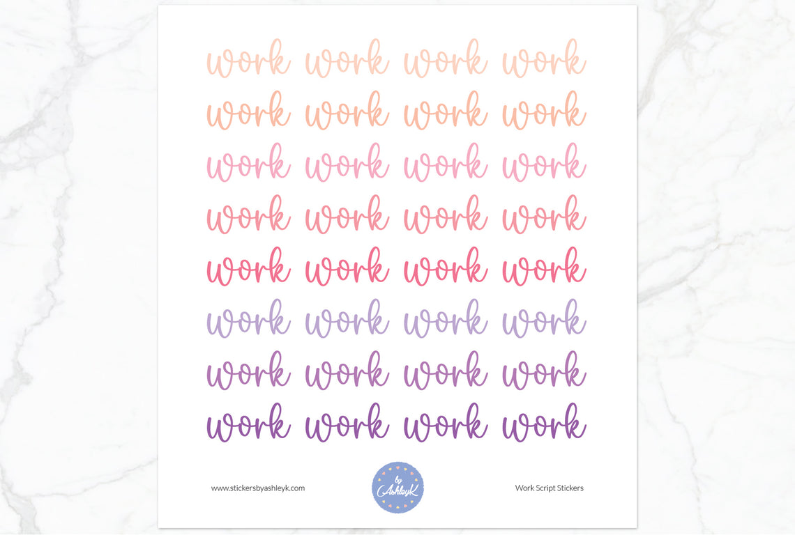 Work Script Planner Stickers - Raspberry